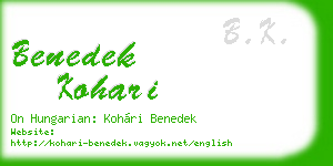 benedek kohari business card