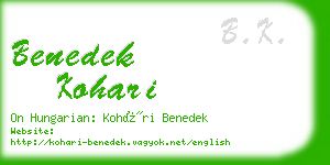 benedek kohari business card